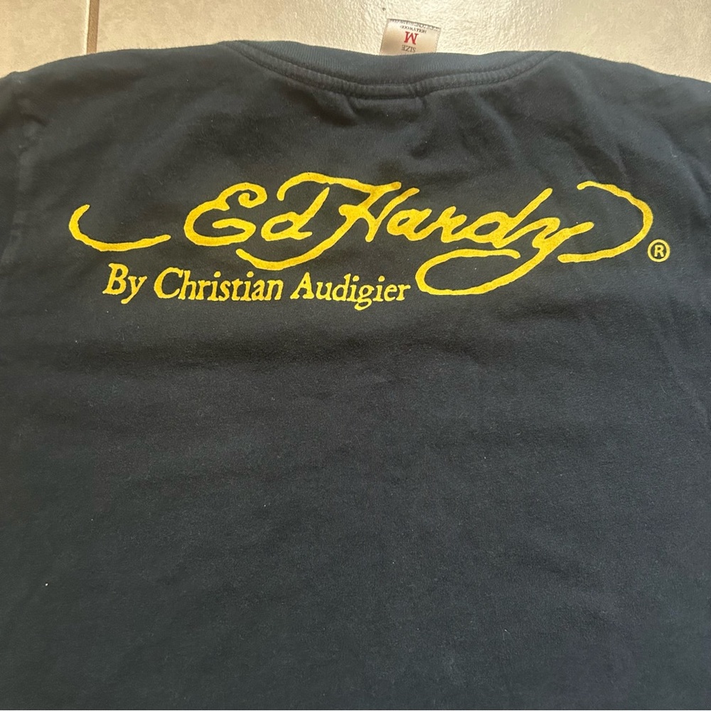 "Love Life" Rose Heart graphic T-shirt black Ed Hardy by Christian Audigier - Picture 8 of 10